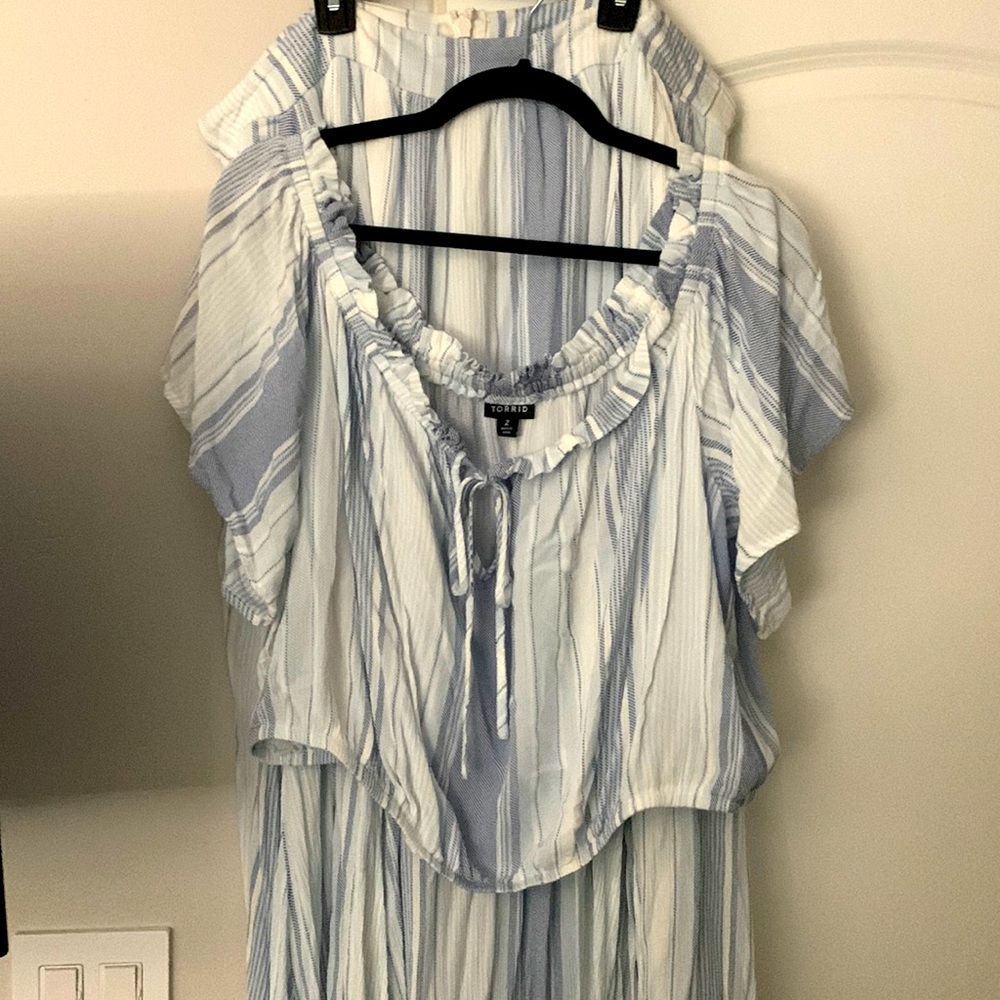 2 piece linen top and skirt